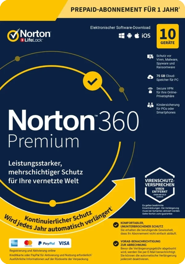 Norton 360 Premium, 75 GB Cloud-Backup